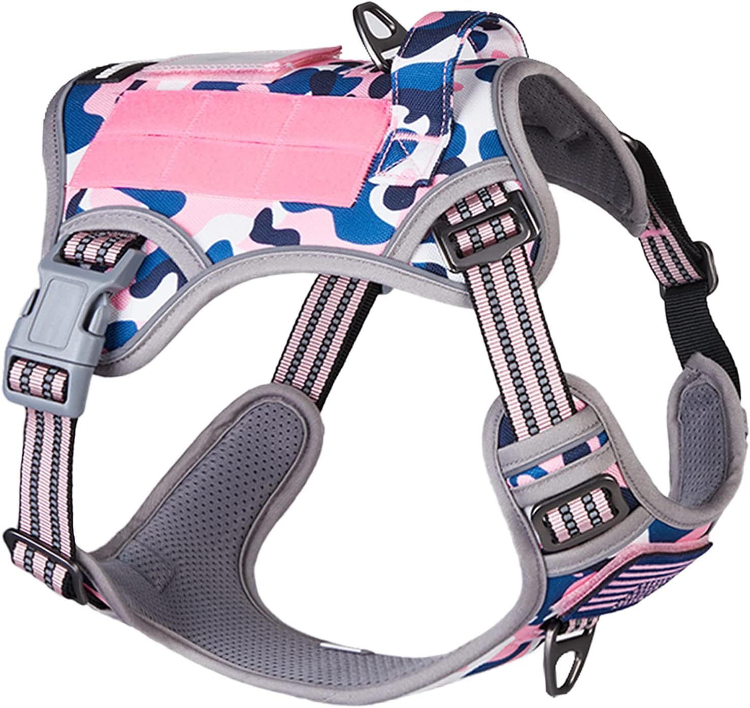 BUMBIN Tactical Dog Harness for Small Dogs No Pull, Famous TIK Tok No Pull Puppy Harness, Fit Smart Reflective Pet Walking Harness for Training, Adjustable Dog Vest Harness with Handle Forest Camo S