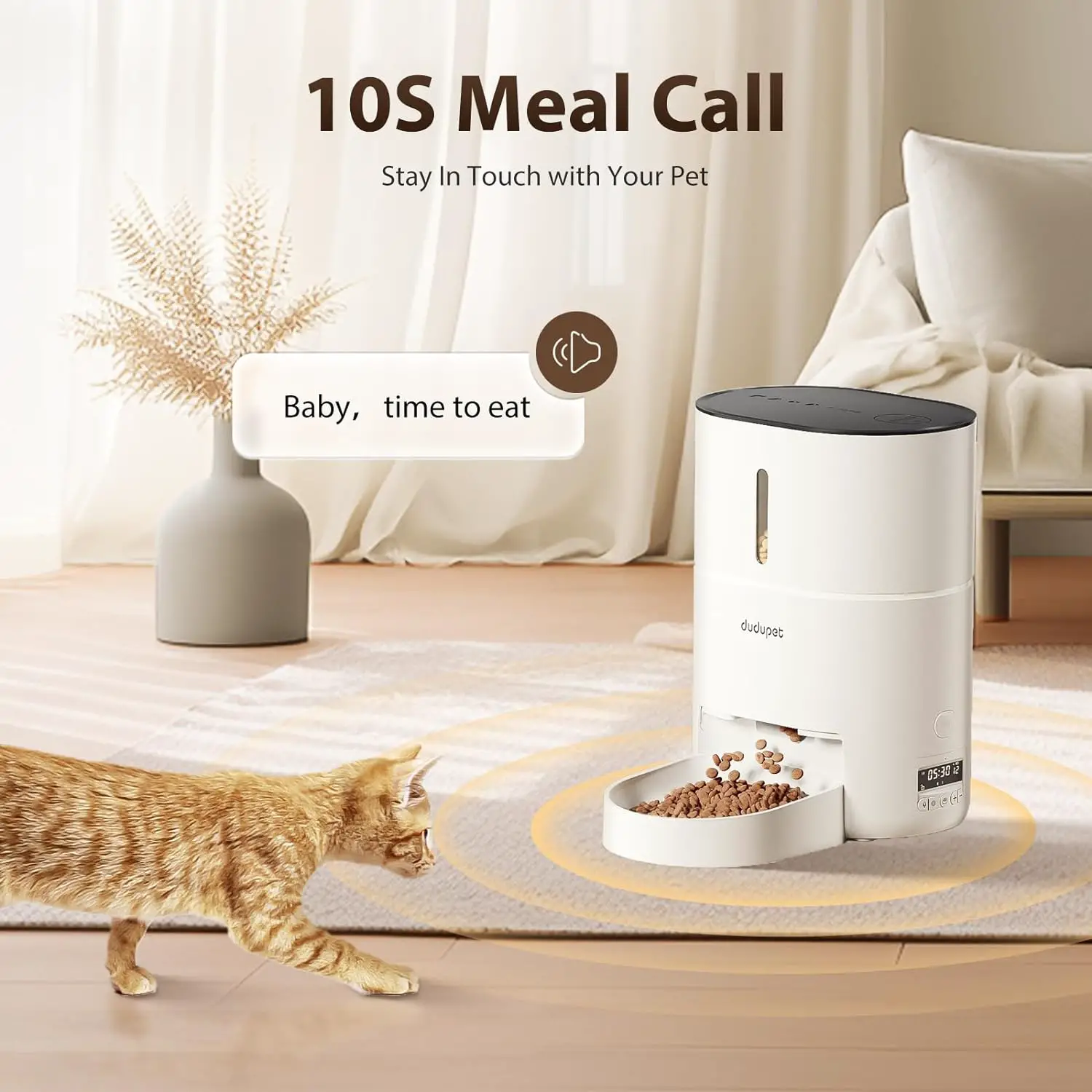 DUDUPET Automatic Cat Feeder WiFi - 4L Timed Automatic Cat Food Dispenser with App Control, 10 Meals 150 Portions Per Day, Blockage Sensor  10S Voice Record Auto Pet Feeder for Cats  Dogs